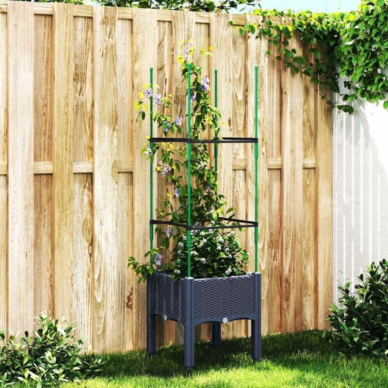 foto del prodotto fioriera da giardino e graticcio grigio blu 40x40x142,5 cm pp vidaxl