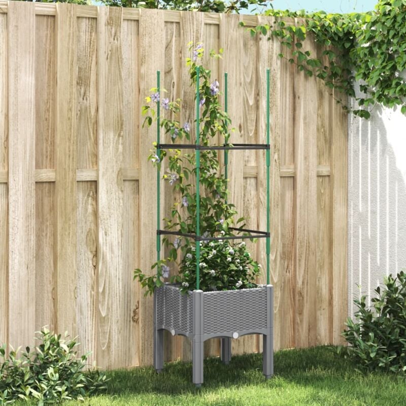 foto del prodotto fioriera da giardino e graticcio grigio chiaro 40x40x142,5cm pp vidaxl