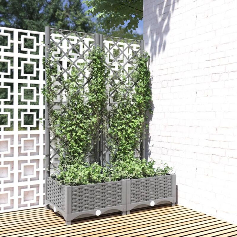 foto del prodotto fioriera da giardino e graticcio grigio chiaro 80x40x121,5cm pp vidaxl