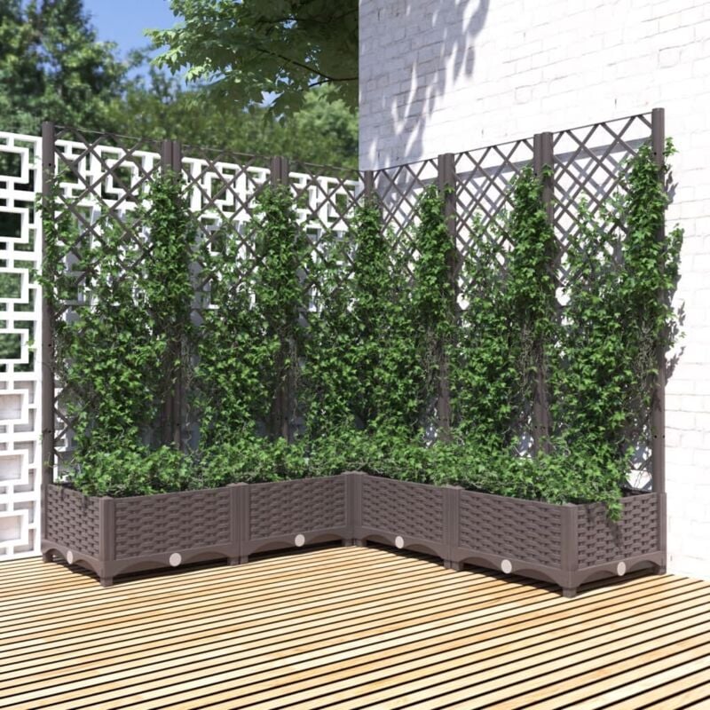 foto del prodotto fioriera da giardino e graticcio marrone 120x120x121,5 cm in pp