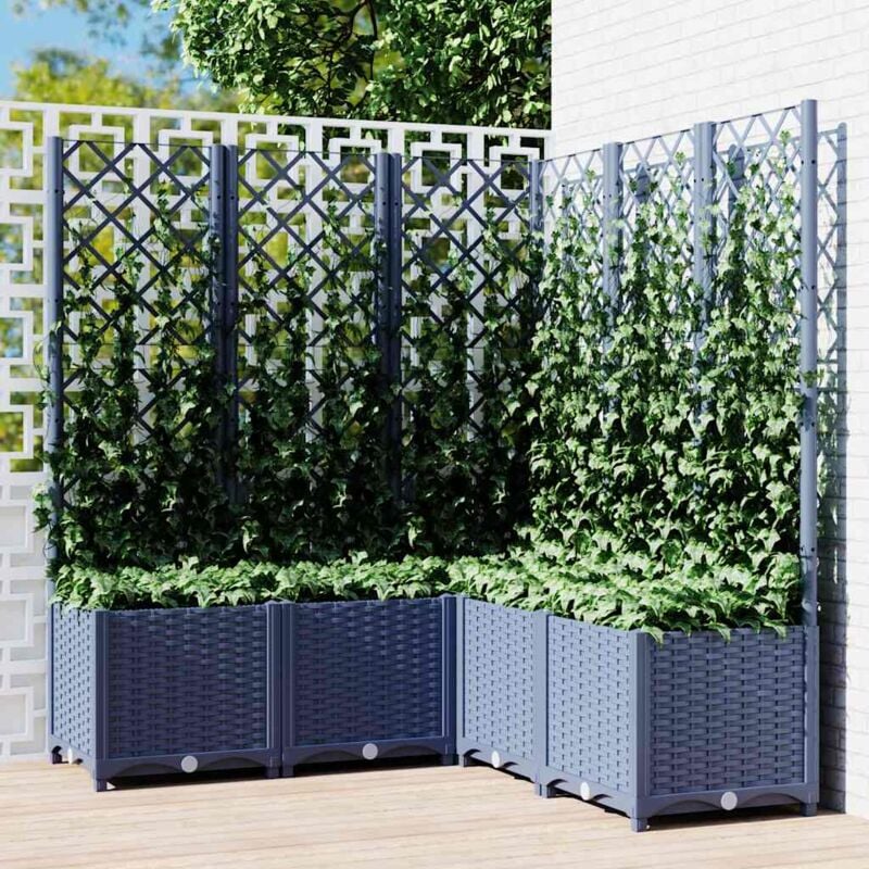 foto del prodotto fioriera da giardino graticcio grigio blu 120x120x136cm pp vidaxl