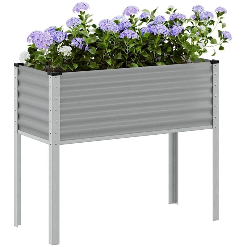 foto del prodotto fioriera da giardino grigia 100x45x90 cm in acciaio vidaxl