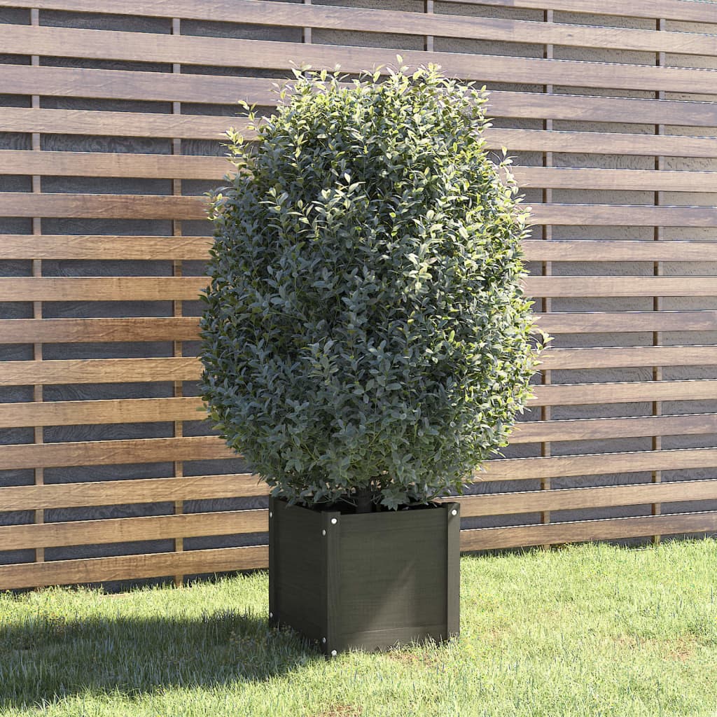 foto del prodotto fioriera da giardino grigia 40x40x40 cm legno massello di pino