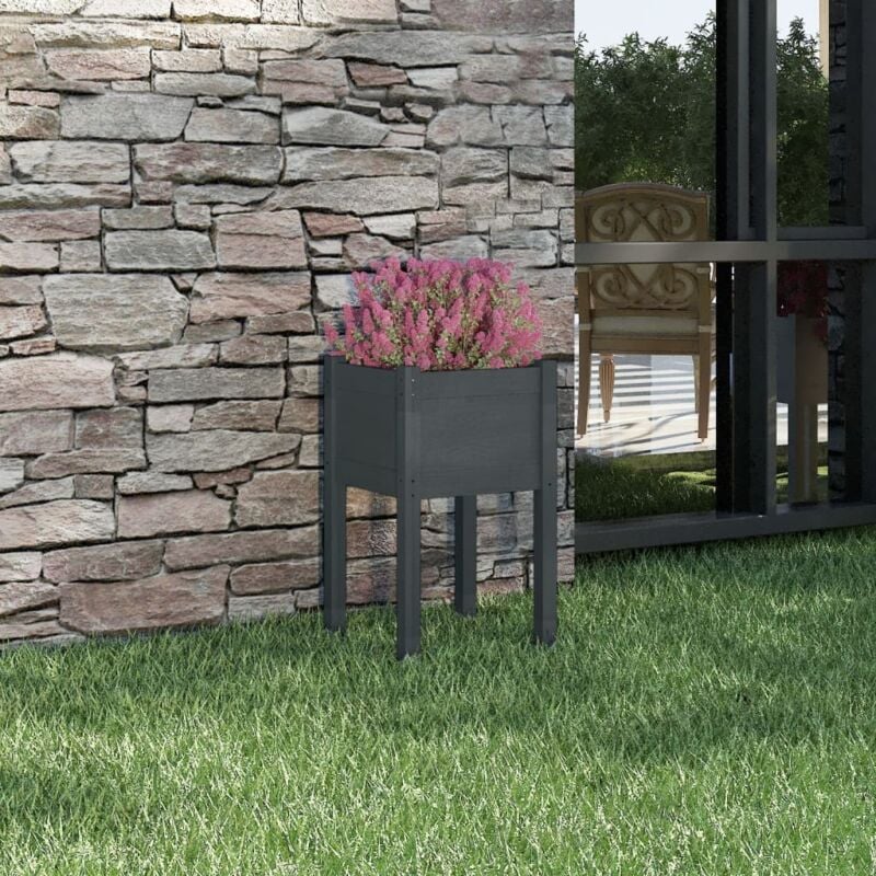 foto del prodotto fioriera da giardino grigia 40x40x70 cm in legno di pino vidaxl