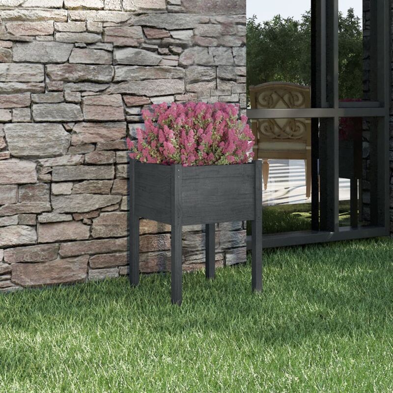 foto del prodotto fioriera da giardino grigia 50x50x70 cm legno massello di pino vidaxl