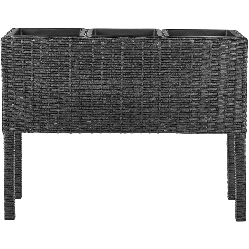 foto del prodotto fioriera da giardino in finto rattan nero con 3 inserti caragana