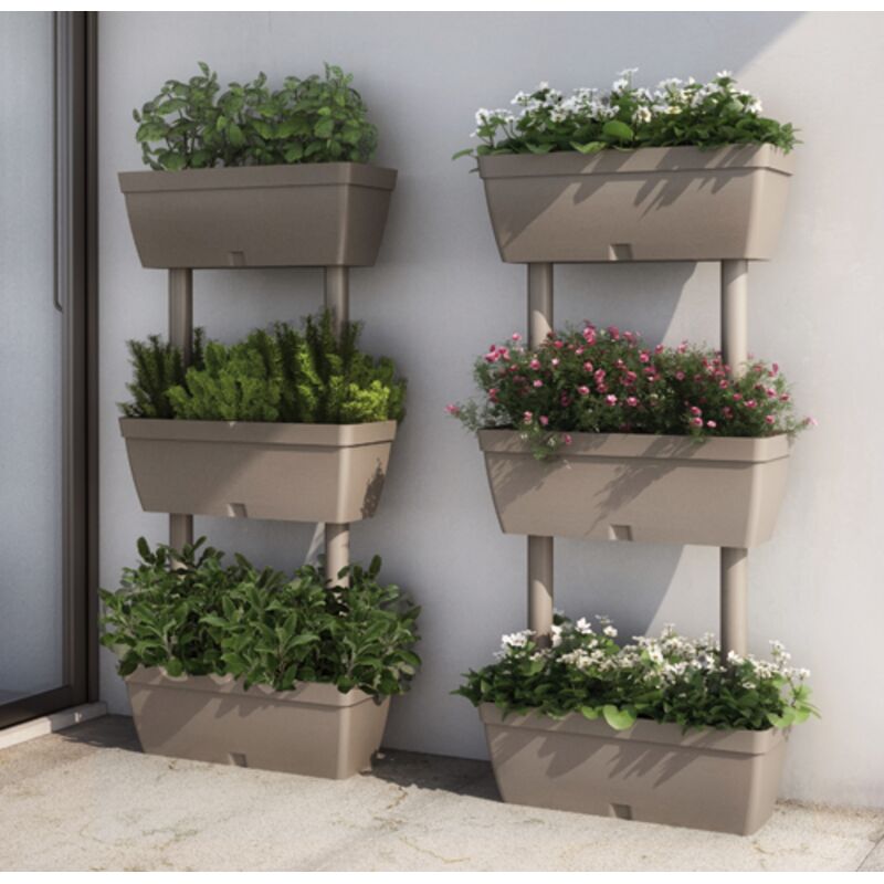 foto del prodotto fioriera da giardino kit 3pz tortora cm 50x17x100h