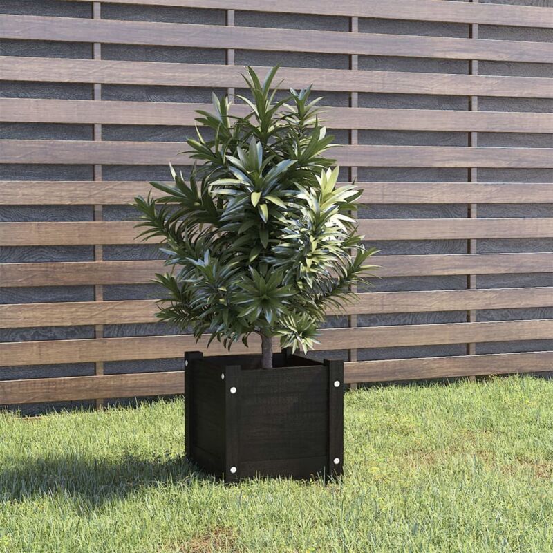 foto del prodotto fioriera da giardino nera 31x31x31 cm legno massello di pino - vidaxl