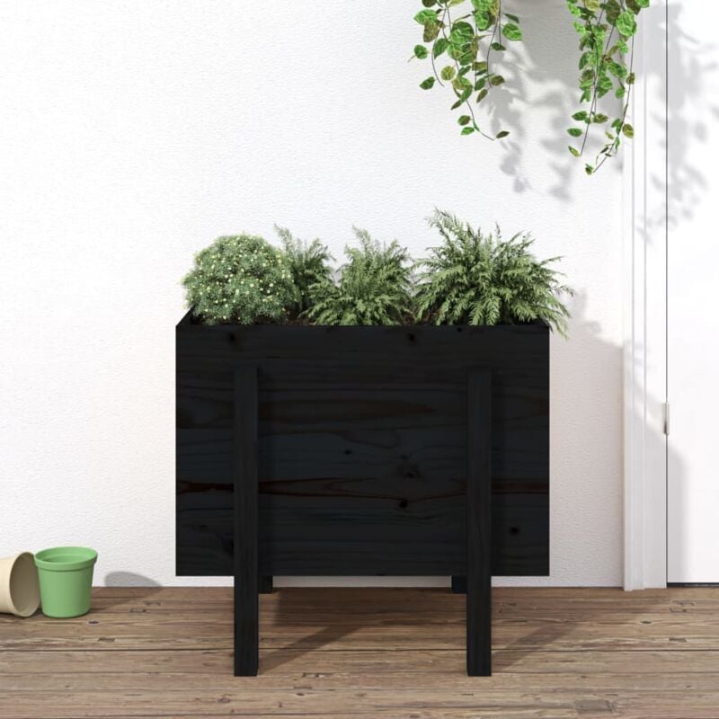 foto del prodotto fioriera da giardino nera 62x50x57 cm in legno massello di pino vidaxl