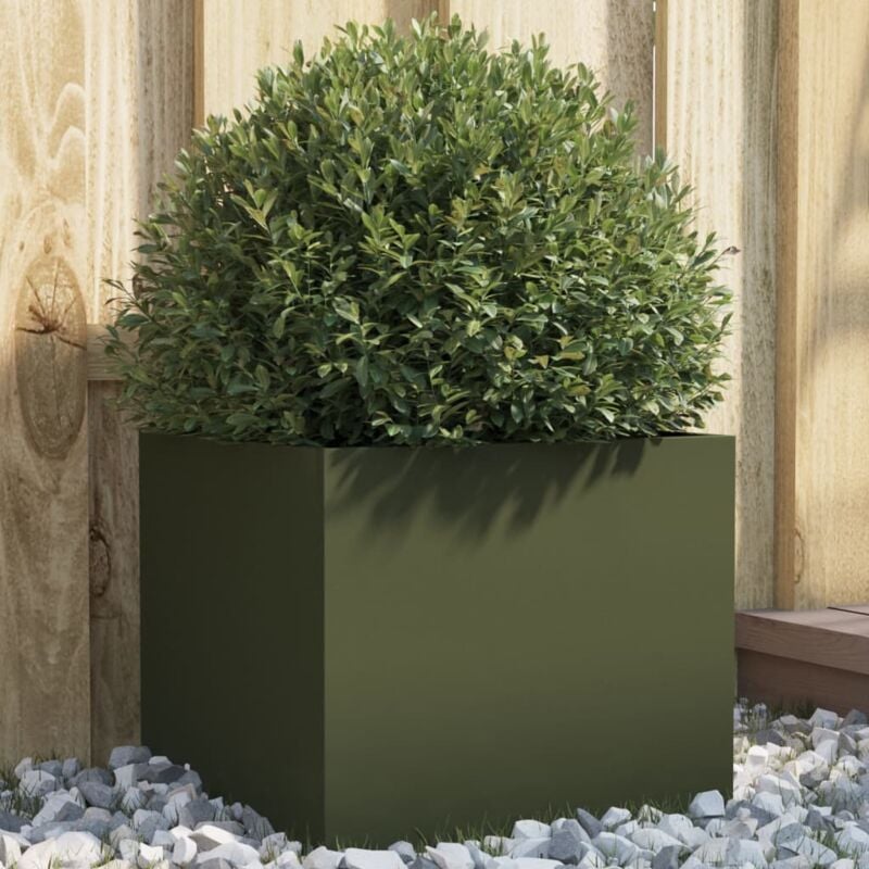 foto del prodotto fioriera da giardino verde oliva 32x30x29 cm in acciaio vidaxl