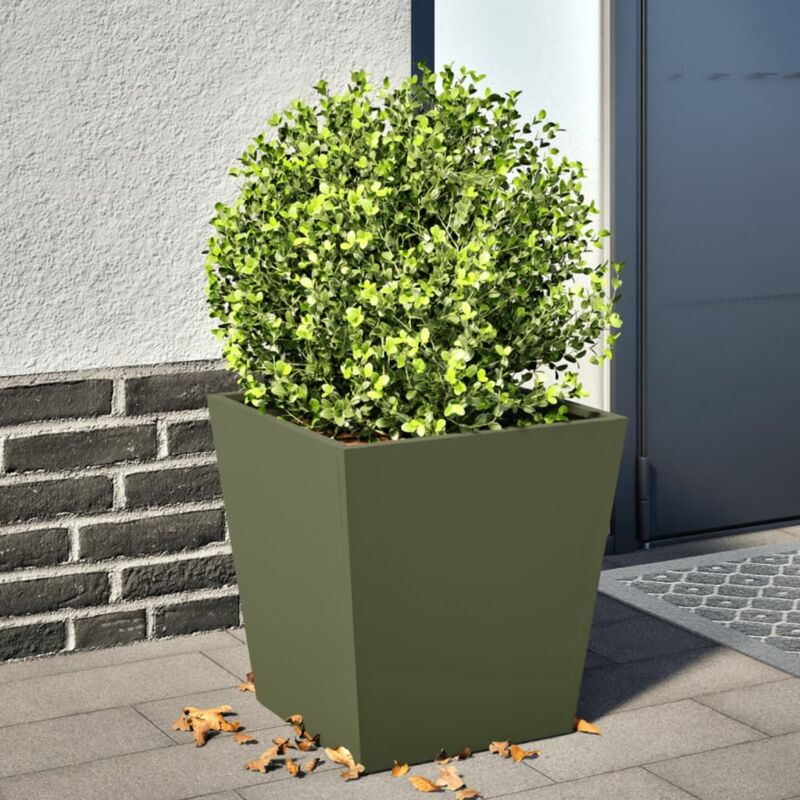 foto del prodotto fioriera da giardino verde oliva 40x40x40 cm in acciaio vidaxl