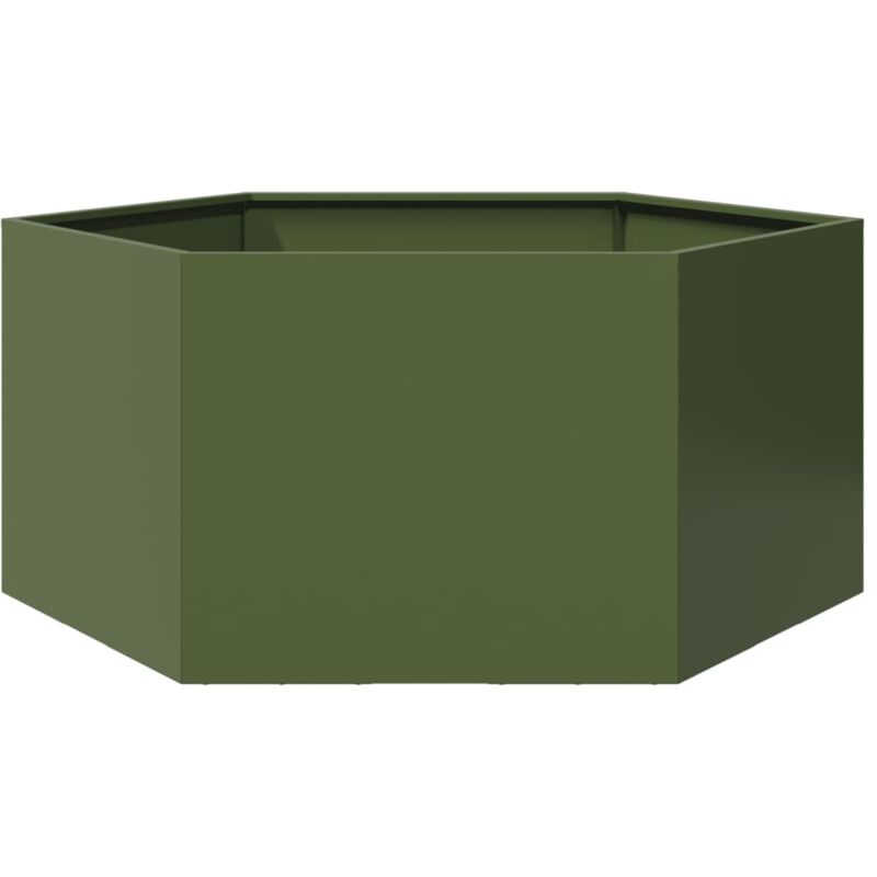 foto del prodotto fioriera da giardino verde oliva esagono 104x90x45 cm acciaio vidaxl