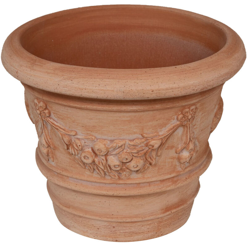 foto del prodotto fioriera decorativa vaso in terracotta rotondo da giardino vaso da esterno 32x26 cm fatto a mano made italy fioriera da balcone