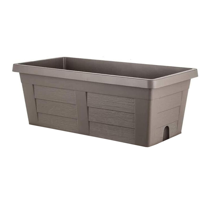 foto del prodotto fioriera effetto legno 80 x 40 x h34 cm colore tortora bama
