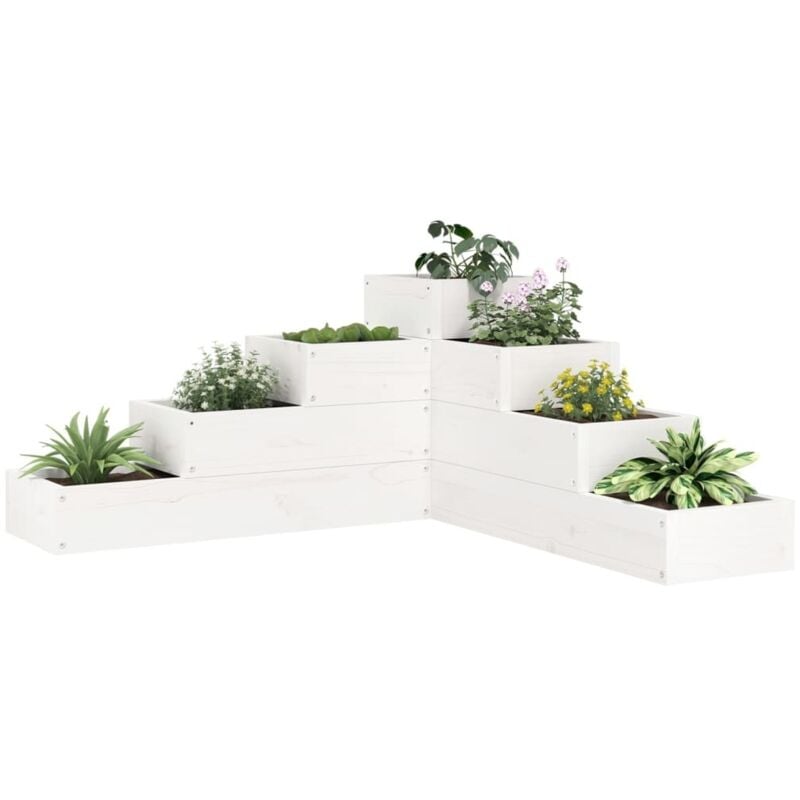 foto del prodotto fioriera giardino 4 ripiani bianca 80,5x79x36cm massello pino - vidaxl