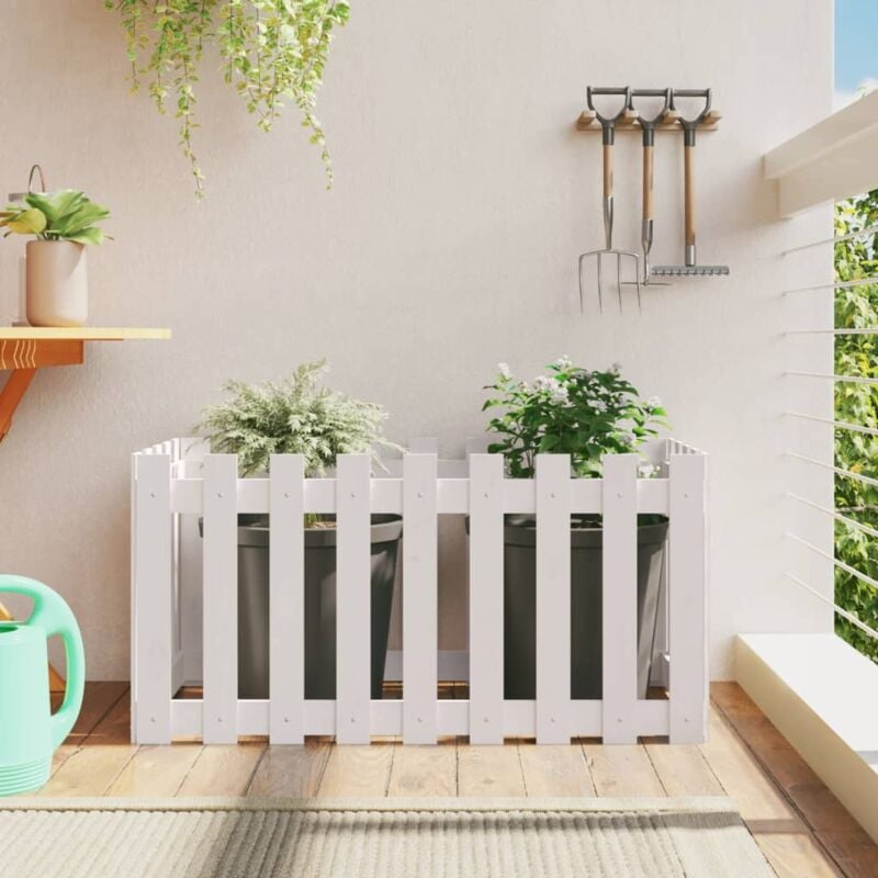 foto del prodotto fioriera giardino a recinzione bianca 100x50x50cm massello pino vidaxl