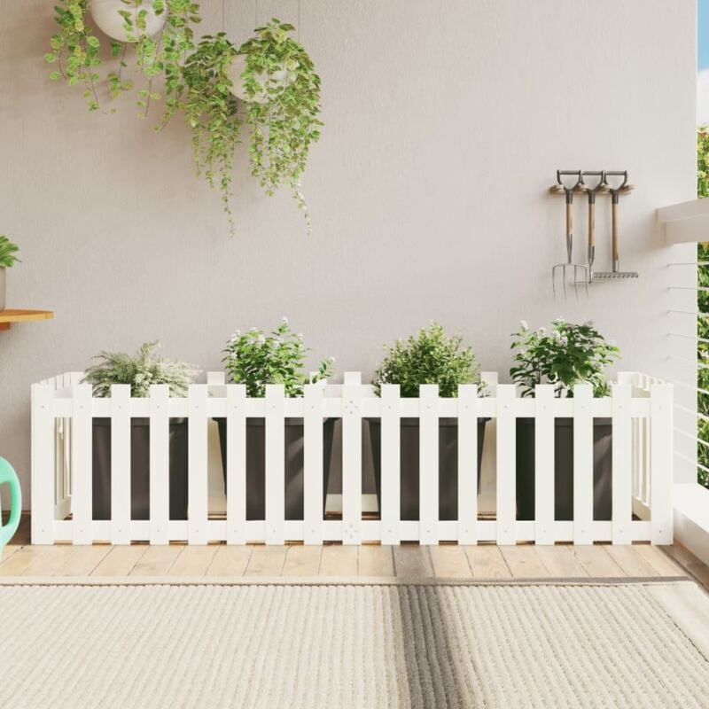 foto del prodotto fioriera giardino a recinzione bianca 200x50x50cm massello pino - vidaxl