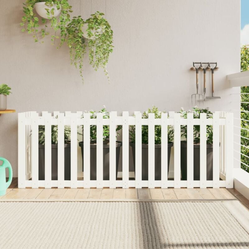 foto del prodotto fioriera giardino a recinzione bianca 200x50x70cm massello pino vidaxl