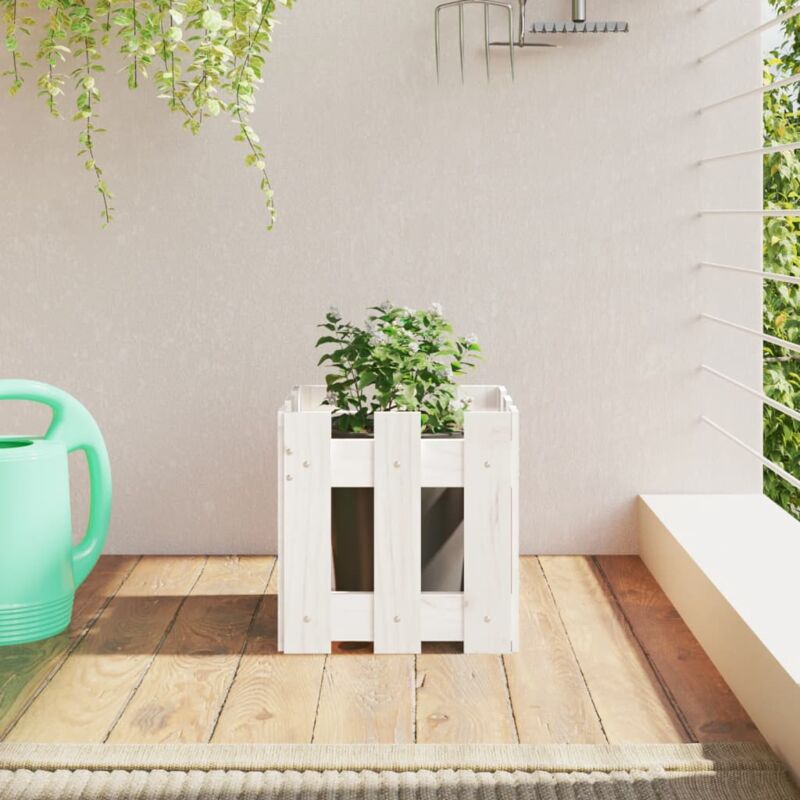 foto del prodotto fioriera giardino a recinzione bianco 30x30x30 cm massello pino vidaxl