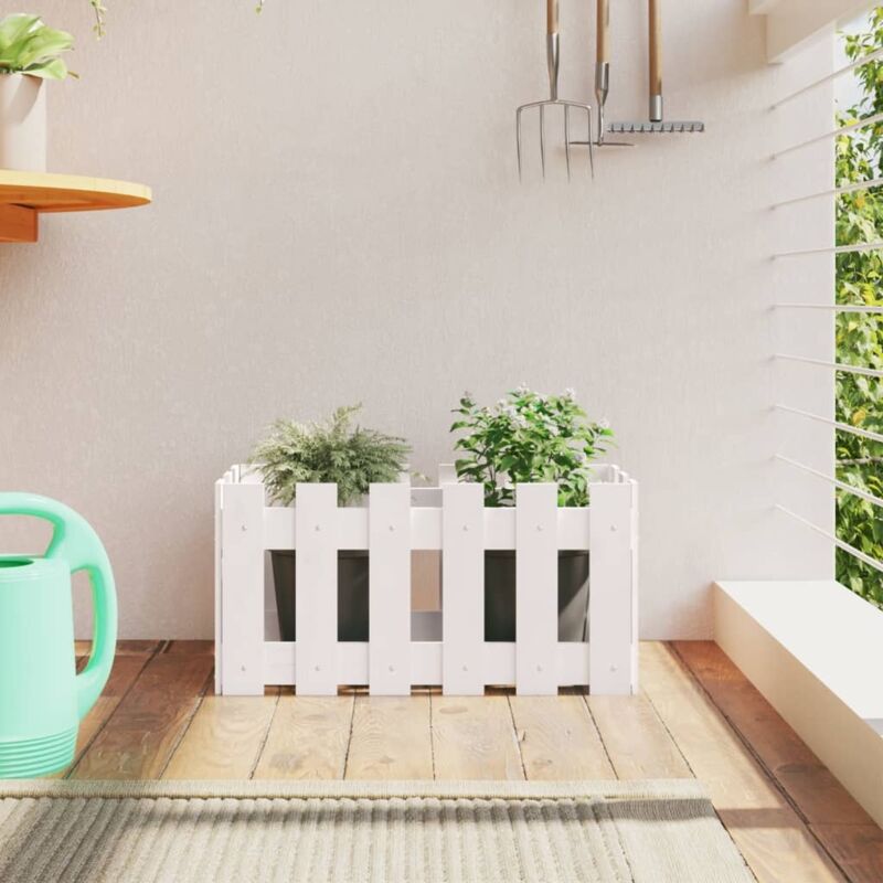 foto del prodotto fioriera giardino a recinzione bianco 60x30x30 cm massello pino vidaxl