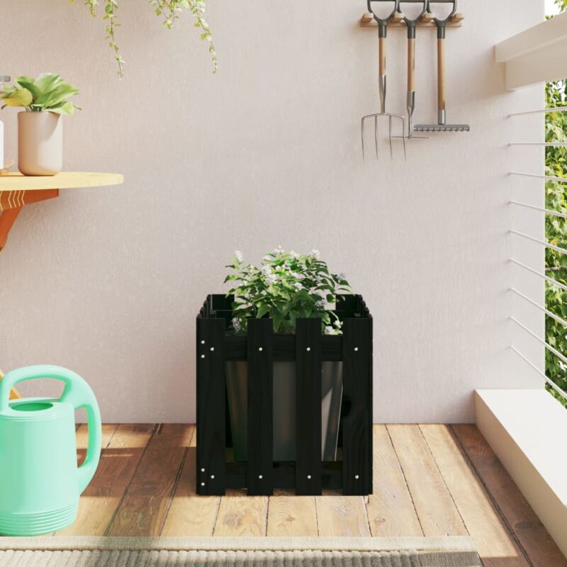 foto del prodotto fioriera giardino a recinzione nera 40x40x40 cm massello pino vidaxl