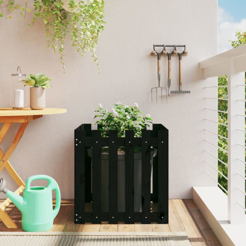 foto del prodotto fioriera giardino a recinzione nera 60x60x60 cm massello pino vidaxl
