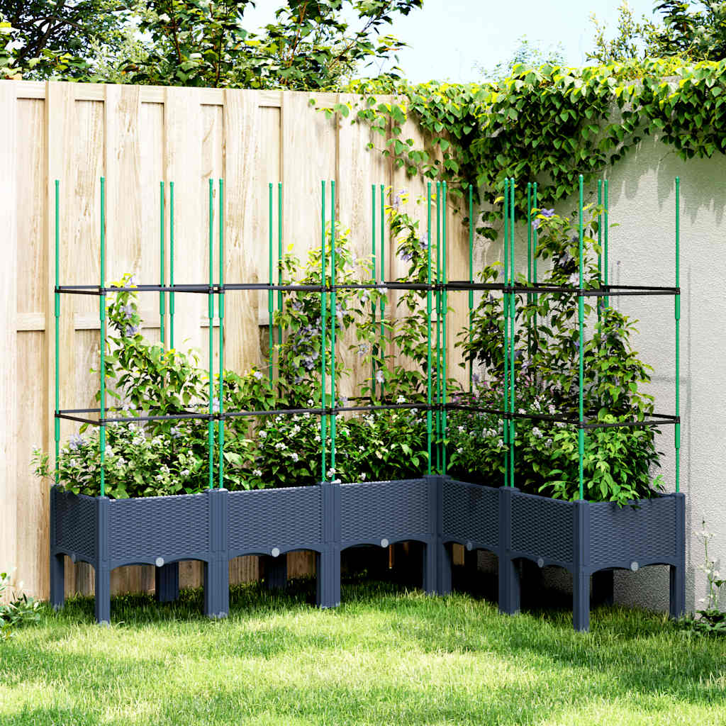 foto del prodotto fioriera giardino con graticcio grigio blu 160x120x142,5 cm pp