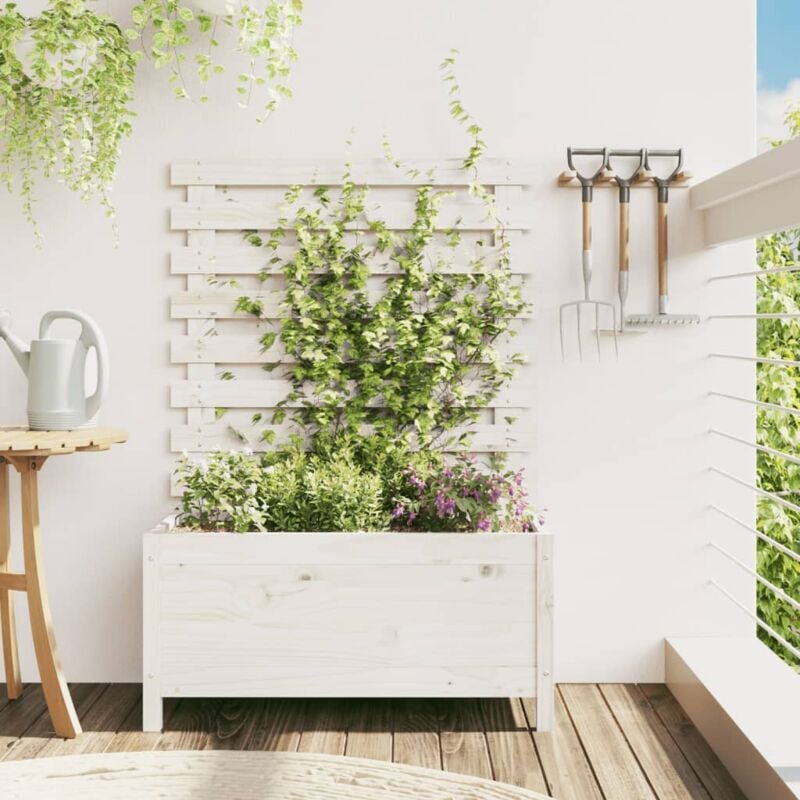 foto del prodotto fioriera giardino con rastrelliera bianca 79x39,5x114cm pino vidaxl