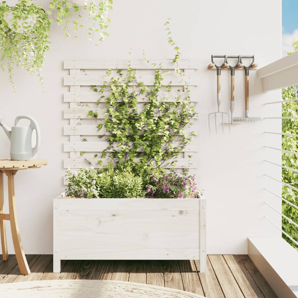 foto del prodotto fioriera giardino con rastrelliera bianca 79x39,5x114cm pinocod mxl 131613