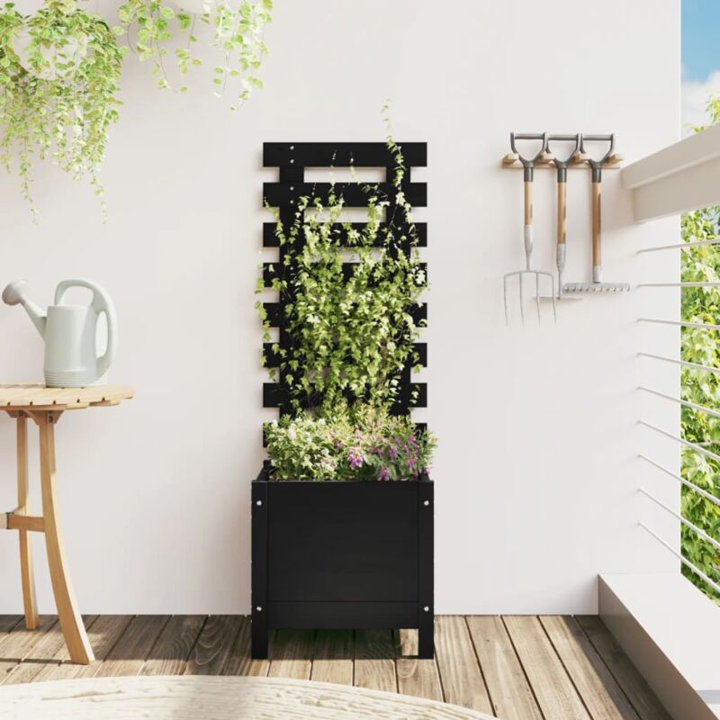 foto del prodotto fioriera giardino con rastrelliera nera 39x39,5x114cm pino vidaxl