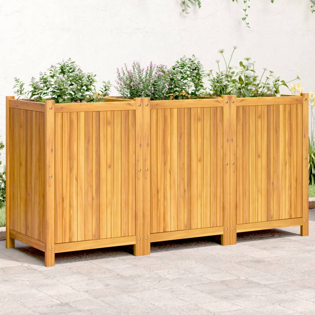 foto del prodotto fioriera giardino con rivestimento 150x50x75 cm massello acacia