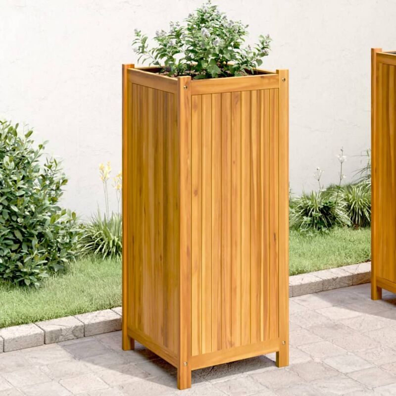 foto del prodotto fioriera giardino con rivestimento 42x42x100 cm massello acacia vidaxl