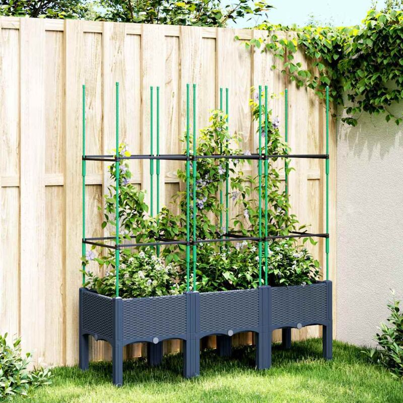 foto del prodotto fioriera giardino con traliccio grigio blu 120x40x142,5 cm pp vidaxl