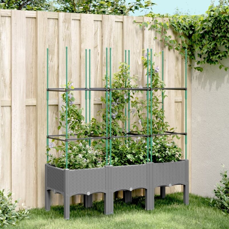 foto del prodotto fioriera giardino con traliccio grigio chiaro 120x40x142,5cm pp vidaxl