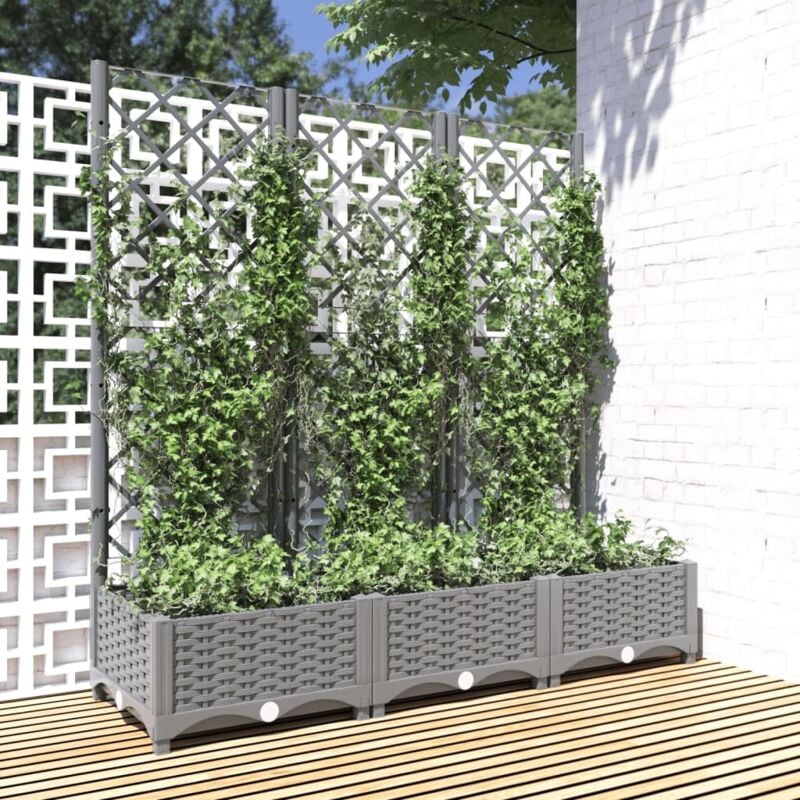 foto del prodotto fioriera giardino e graticcio grigio chiaro 120x40x121,5cm pp vidaxl