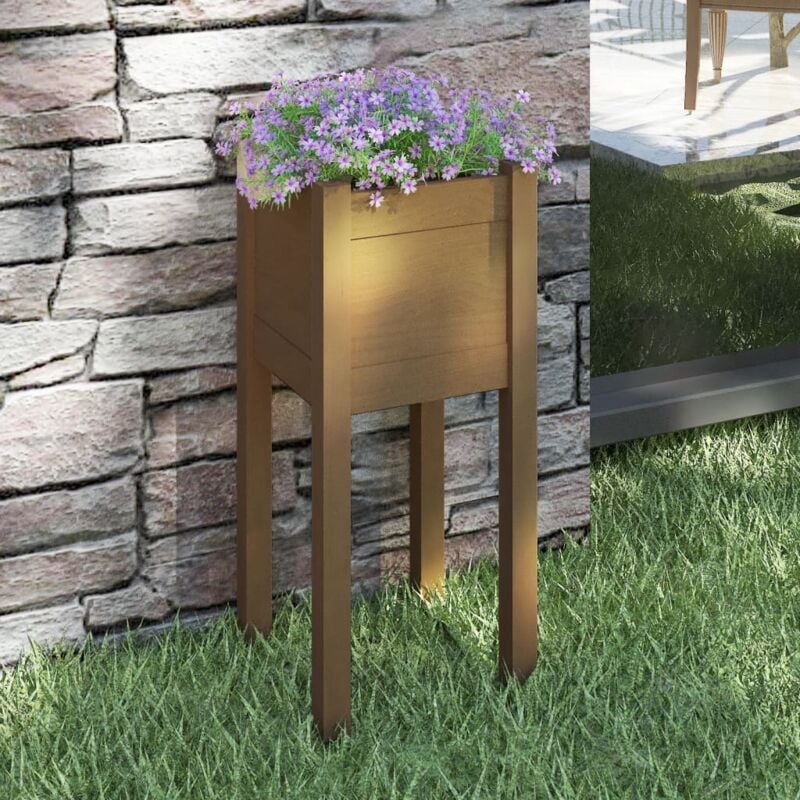foto del prodotto fioriera giardino marrone ambra 31x31x70 cm legno massello pino vidaxl