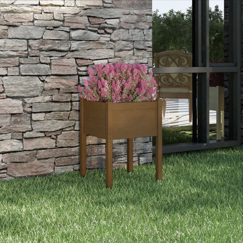 foto del prodotto fioriera giardino marrone ambra 50x50x70 cm legno massello pino vidaxl