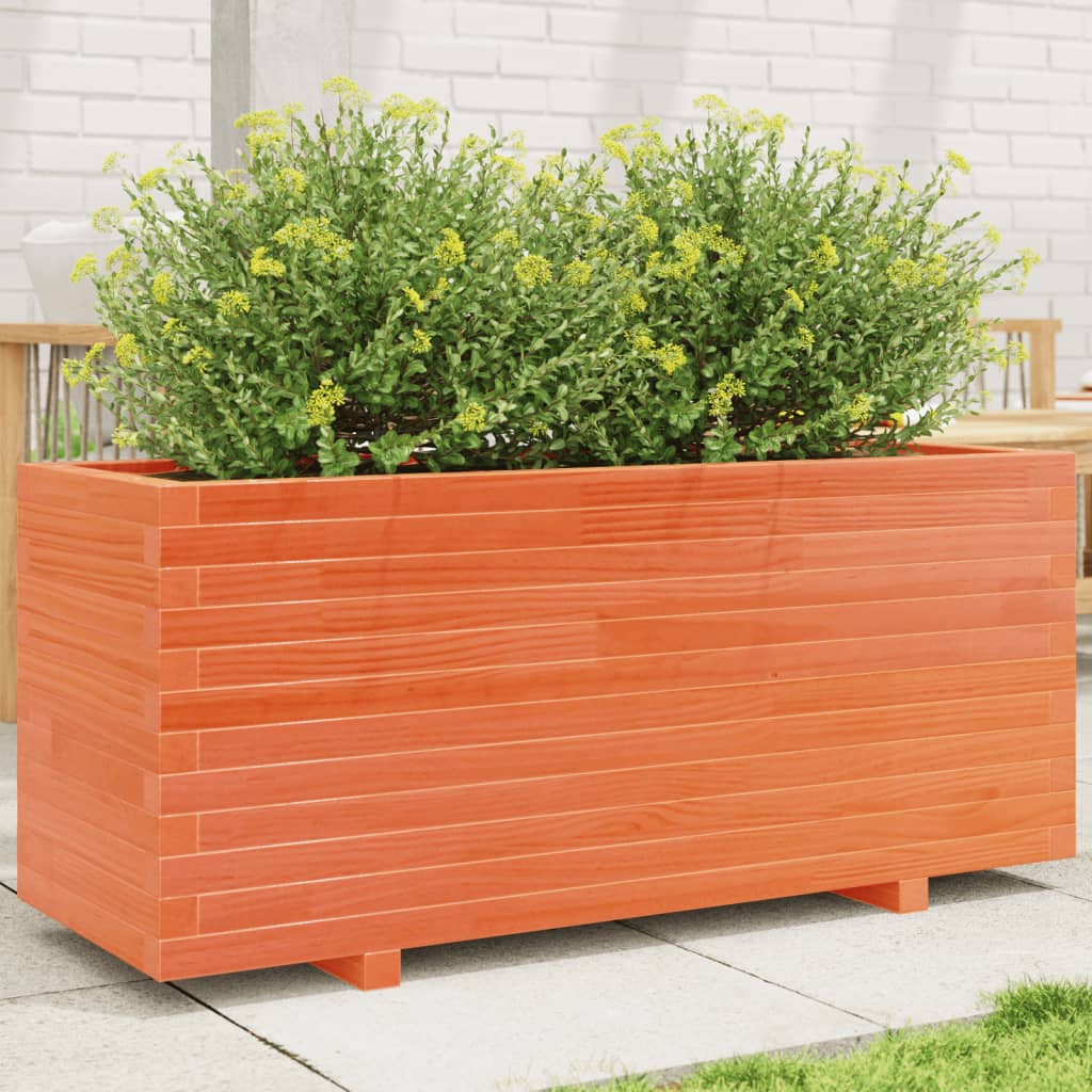 foto del prodotto fioriera giardino marrone cera 110x40x49,5 legno massello pino