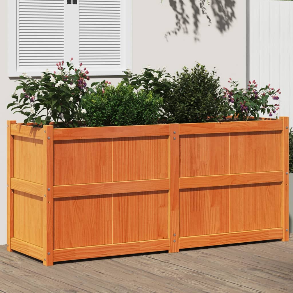 foto del prodotto fioriera giardino marrone cera 150x50x70 cm legno massello pinocod mxl 134566