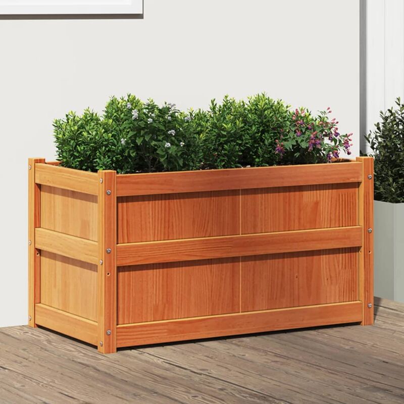 foto del prodotto fioriera giardino marrone cera 90x50x50 cm legno massello pinocod mxl 110535