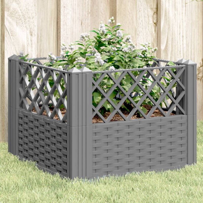 foto del prodotto fioriera giardino picchetti grigio chiaro 43,5x43,5x43,5 cm pp vidaxl