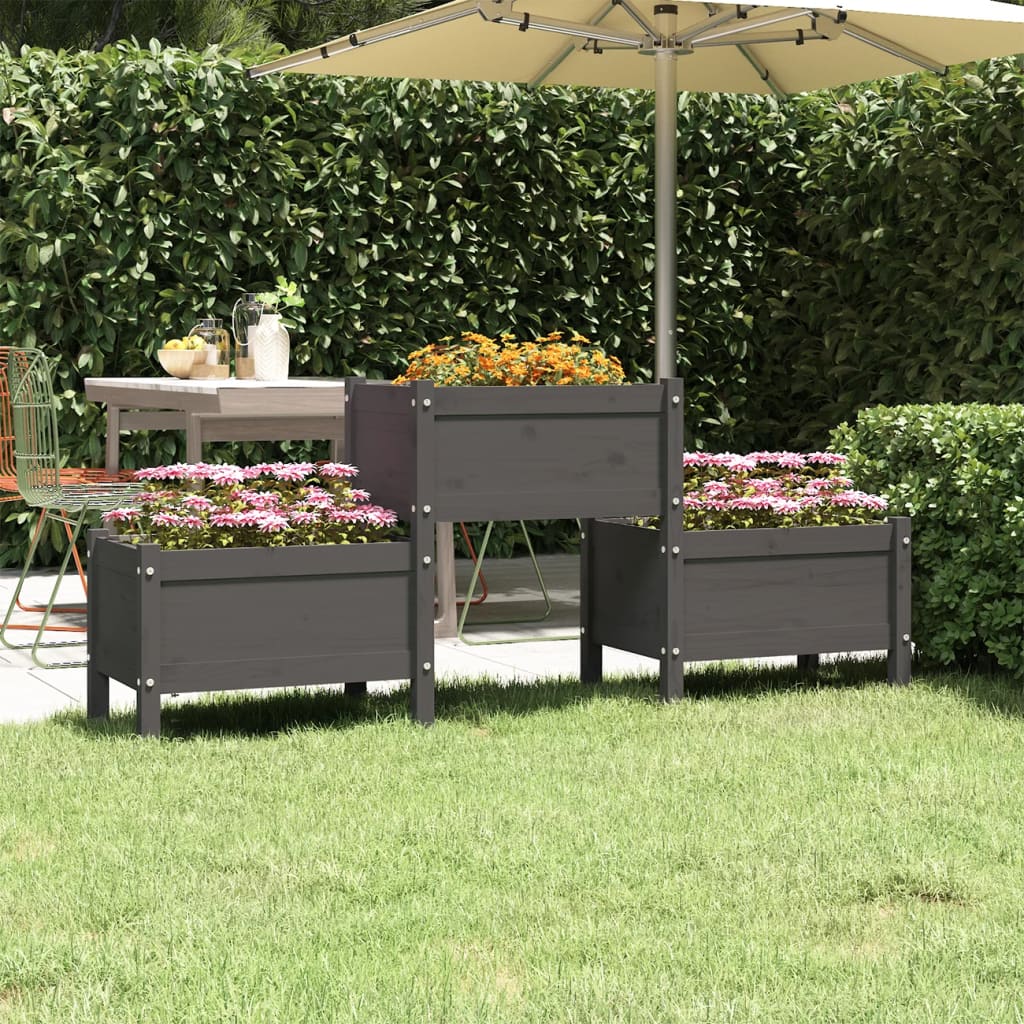 foto del prodotto fioriera grigia 178,5x44x75 cm in legno massello di pino cod mxl 66657