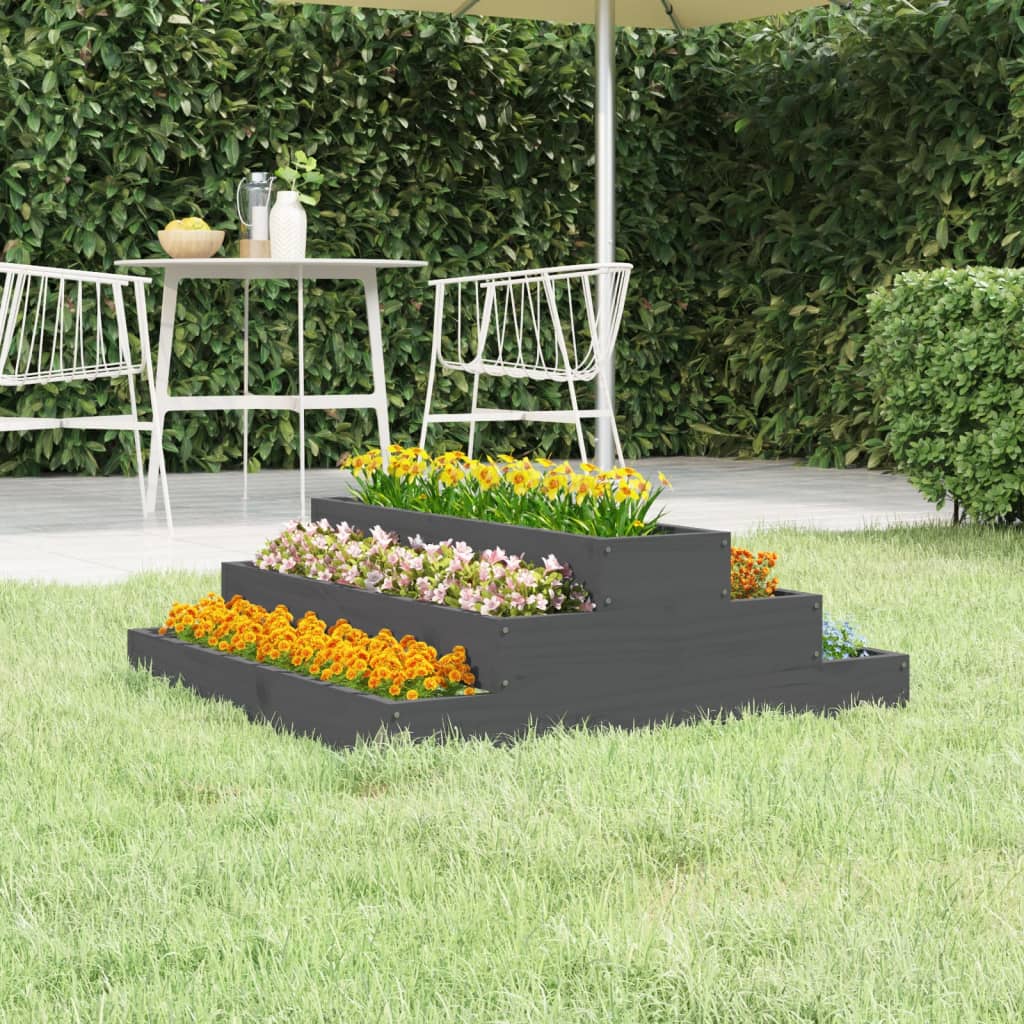 foto del prodotto fioriera grigia 80x80x27 cm in legno massello di pino cod mxl 66936