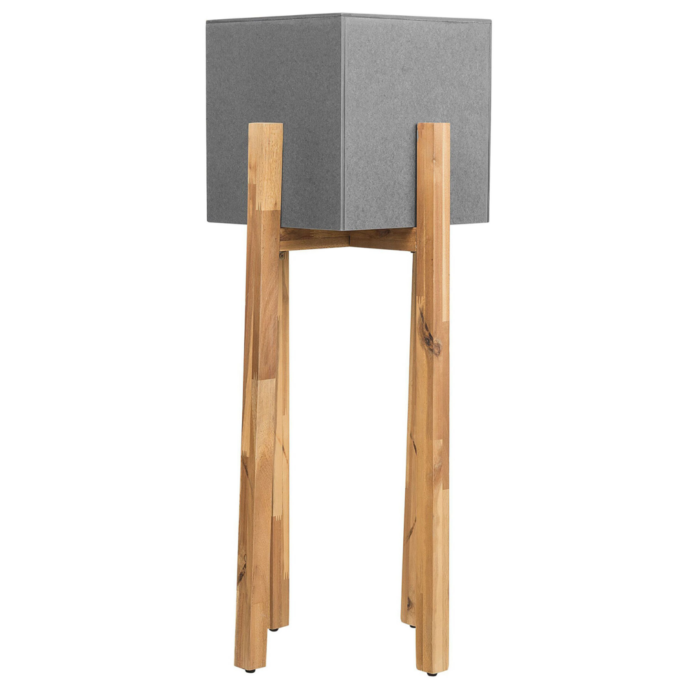 foto del prodotto fioriera in cemento sintetico colore grigio base in legno quadrata 30 x 30 cm esterno giardino
