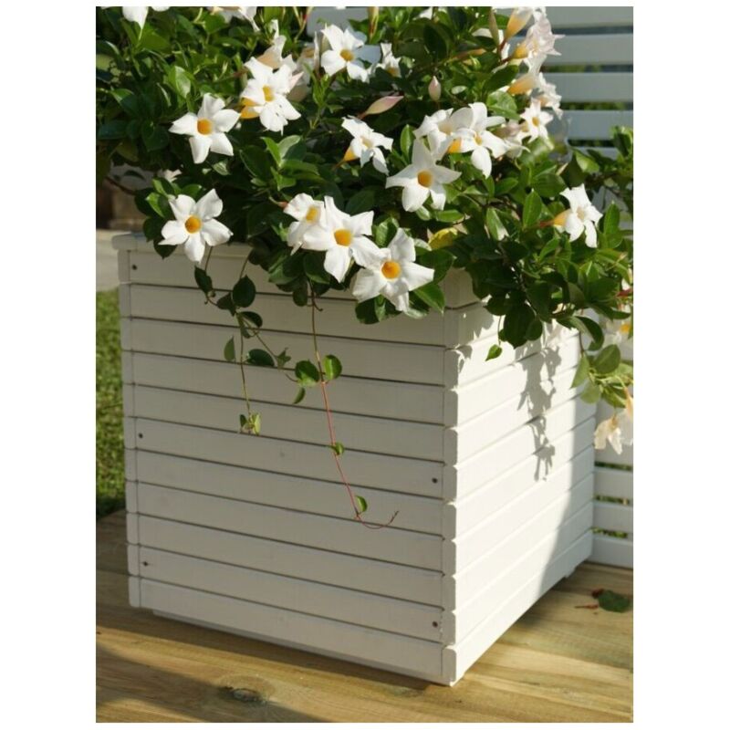 foto del prodotto fioriera in legno bianca 40x40 cm vaso da balcone giardino portavasi