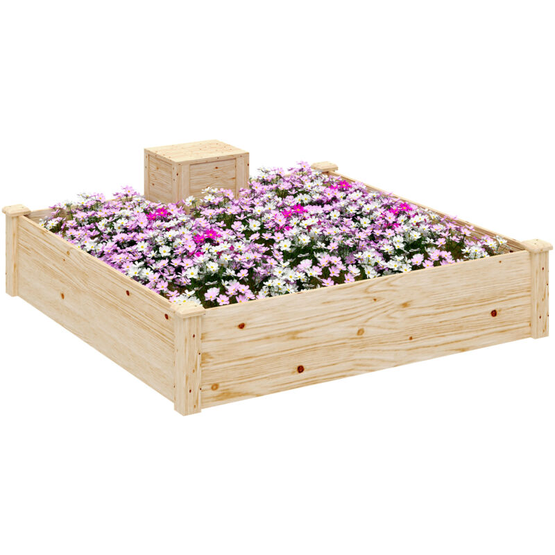 foto del prodotto fioriera in legno di abete con bidone e fondo aperto 123x123x25.5 cm outsunny