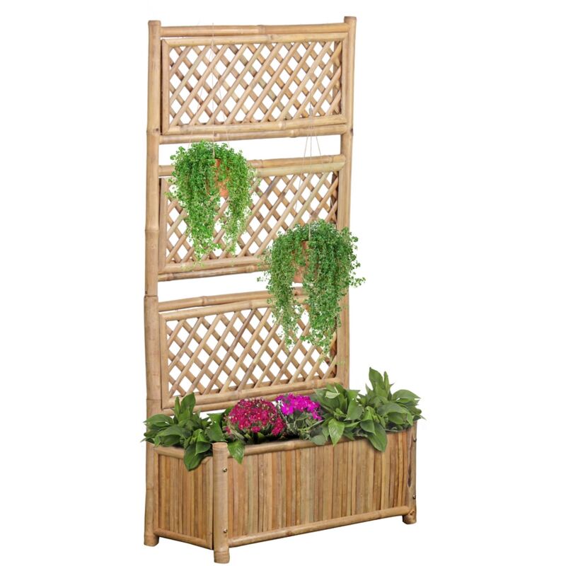 foto del prodotto fioriera in legno grigliato di bamb 70x30x134,5 cm