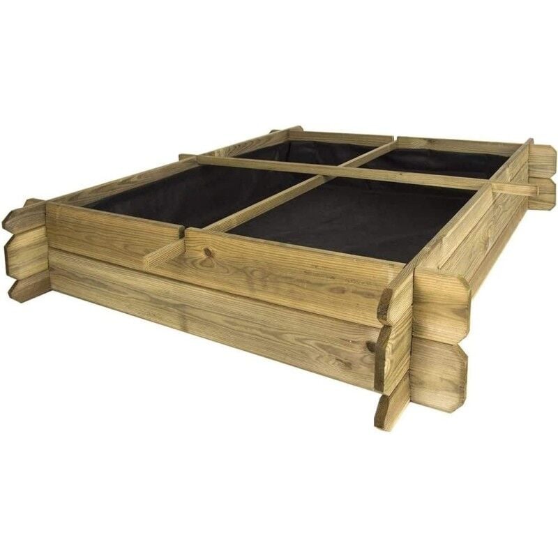foto del prodotto fioriera in legno impregnato. orto urbano in legno 100 x 100 x 24 cm, 4 scomparti