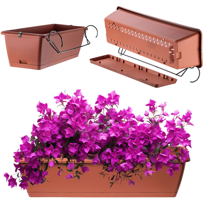 foto del prodotto fioriera kadax in 2 dimensioni e 4 colori fioriera da balcone in plastica resistente per patio e davanzale 60 cm, terracotta 