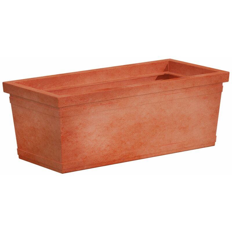 foto del prodotto fioriera liscia rettangolare in resina per piante e fiori made in italy da esterno fioriera liscia 80 terracotta